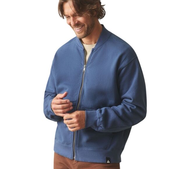 American Giant Jacket Mens M Blue Fleece Bomber Full Zip Heavy Pockets NEW - Picture 5 of 13